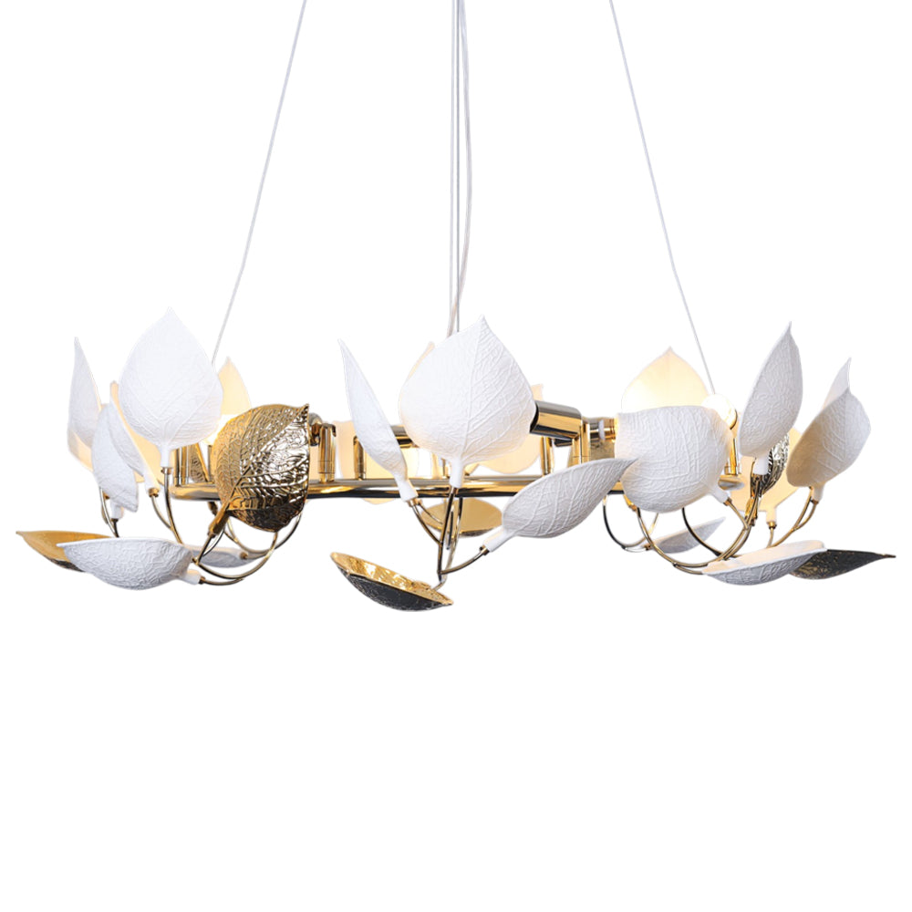 نجفة واير ورق شجر، 8 لمبة، معدن، 80×80 سم سوليتير ذهبي 5796 من قنديل مصر - Leaves Wire Chandelier, 8 Lights, Metal, 80×80cm, Solitaire Gold 5796|Kandil Egypt